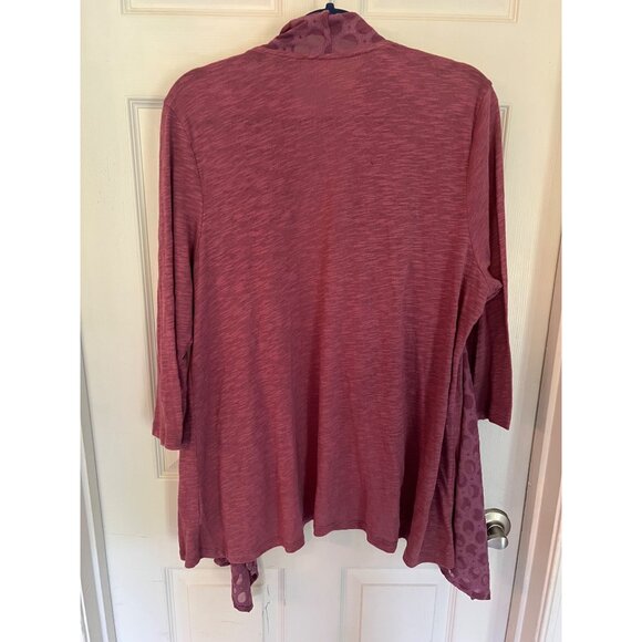 LOGO by Lori Goldstein Purple 3/4 Sleeve Open Cardigan Sweater Size XL - Picture 5 of 6